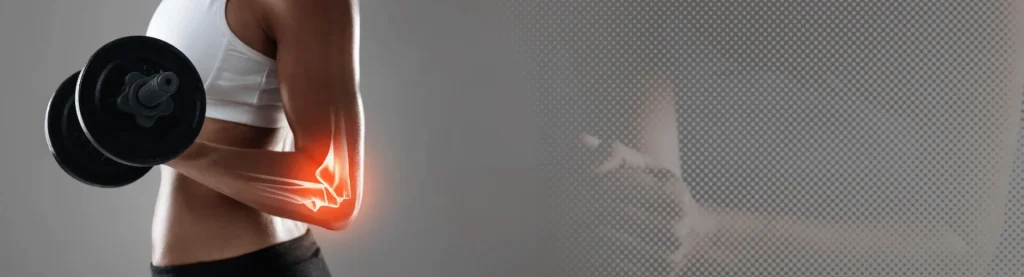 woman with elbow joint highlighted